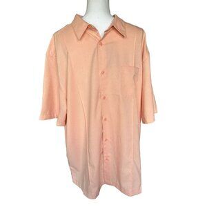 Havanera Shirt Men's Size XXL Camp Cigar Peach Polyester Front Pocket NEW $55